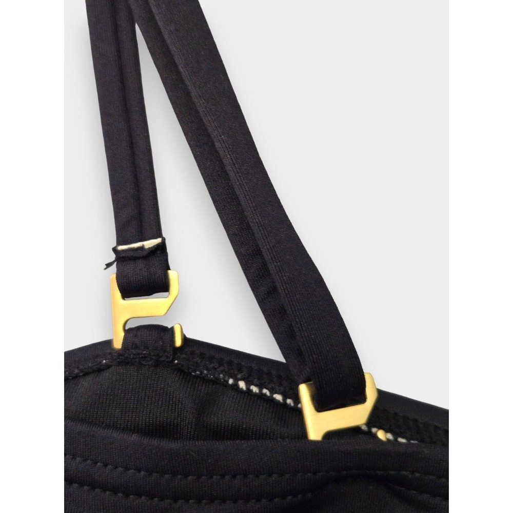 Vince Camuto Bandeau Bikini Top Black Metallic Gold Stripe S Retro Beach NWT - Picture 6 of 7